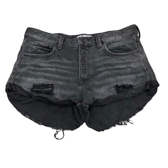 Free People We The Free Jean Shorts Size 29 Gray Distressed High Waist - Picture 1 of 9